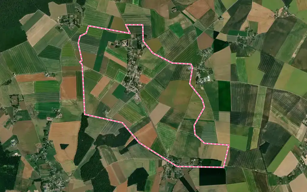 Vue satellite de La Neuve-Grange avec ses contours administratifs