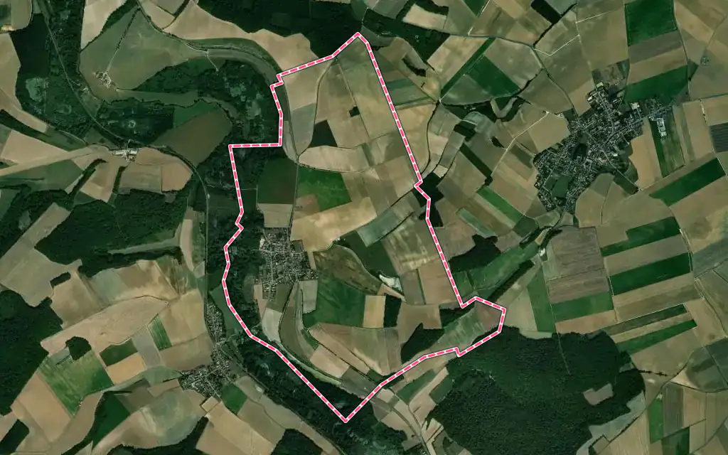 Vue satellite de La Neuville-Sire-Bernard avec ses contours administratifs
