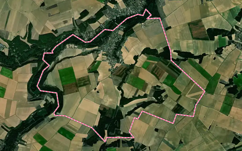 Vue satellite de La Neuville-sur-Essonne avec ses contours administratifs