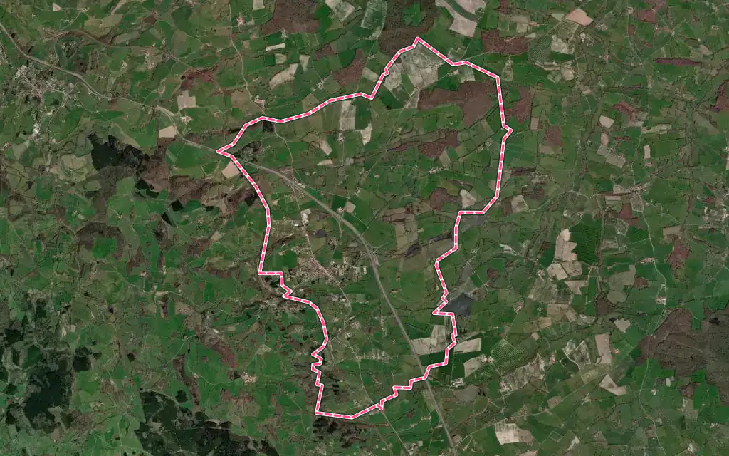 Vue satellite de La Pacaudière avec ses contours administratifs