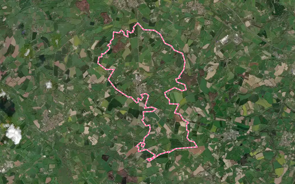 Vue satellite de La Petite-Boissière avec ses contours administratifs