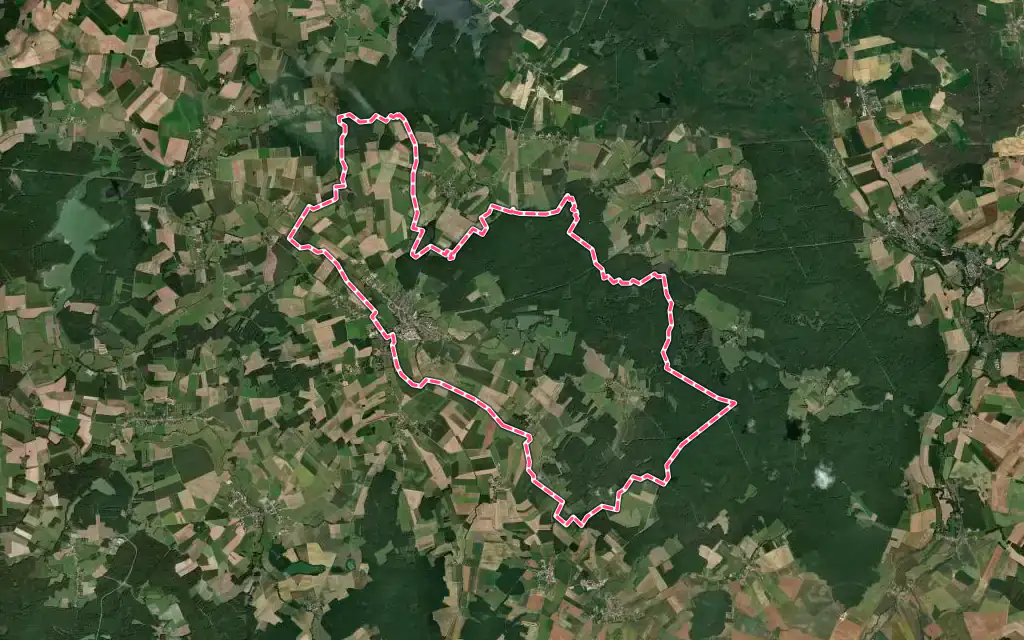 Vue satellite de La Porte du Der avec ses contours administratifs