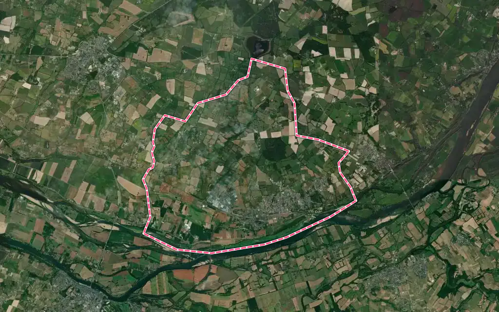 Vue satellite de La Possonnière avec ses contours administratifs