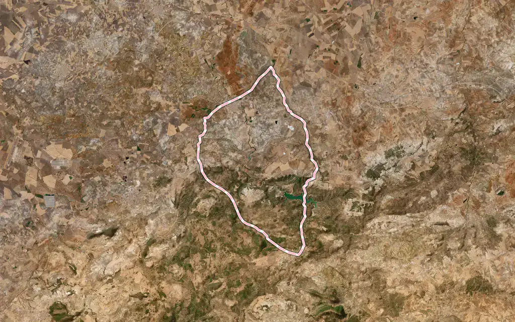 Vista satélite de La Puebla de Cazalla con su contorno administrativo