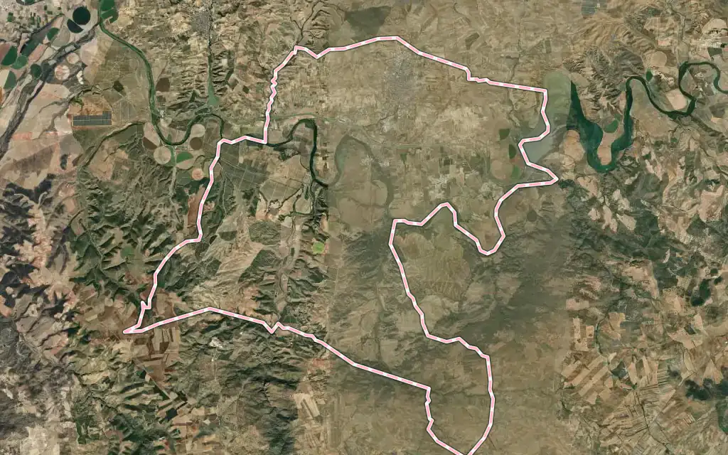 Vista satélite de La Puebla de Montalbán con su contorno administrativo