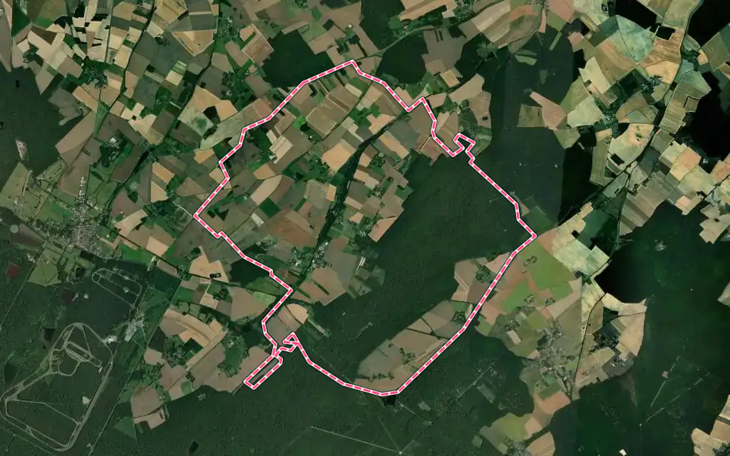 Vue satellite de La Puisaye avec ses contours administratifs
