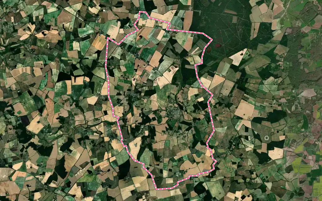 Vue satellite de La Puye avec ses contours administratifs