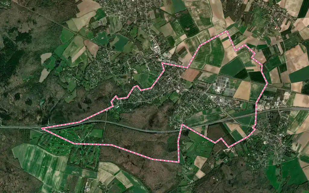 Vue satellite de La Queue-les-Yvelines avec ses contours administratifs