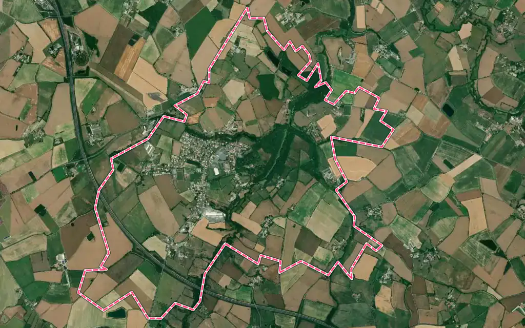 Vue satellite de La Rabatelière avec ses contours administratifs