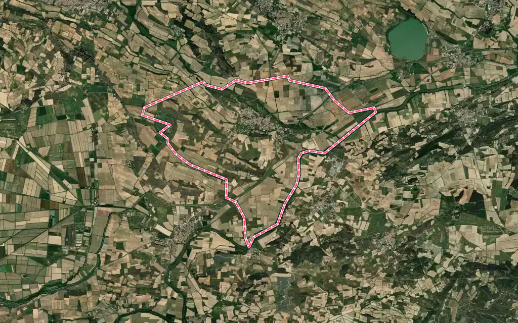 Vue satellite de La Redorte avec ses contours administratifs
