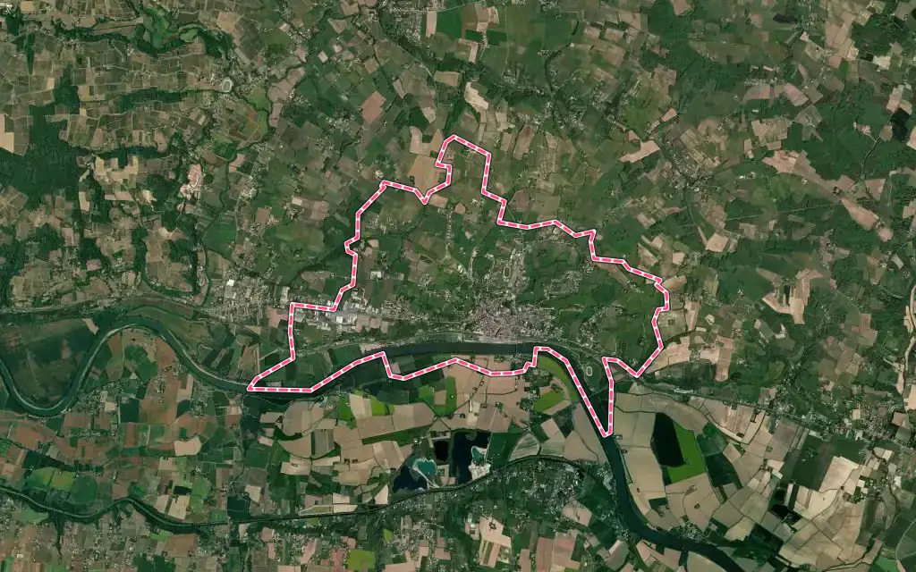 Vue satellite de La Réole avec ses contours administratifs