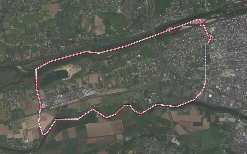 Vue satellite de La Riche avec ses contours administratifs