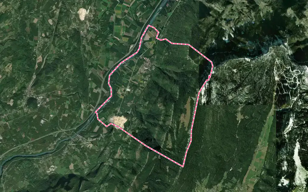 Vue satellite de La Rivière avec ses contours administratifs