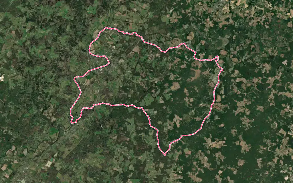 Vue satellite de La Roche-Chalais avec ses contours administratifs