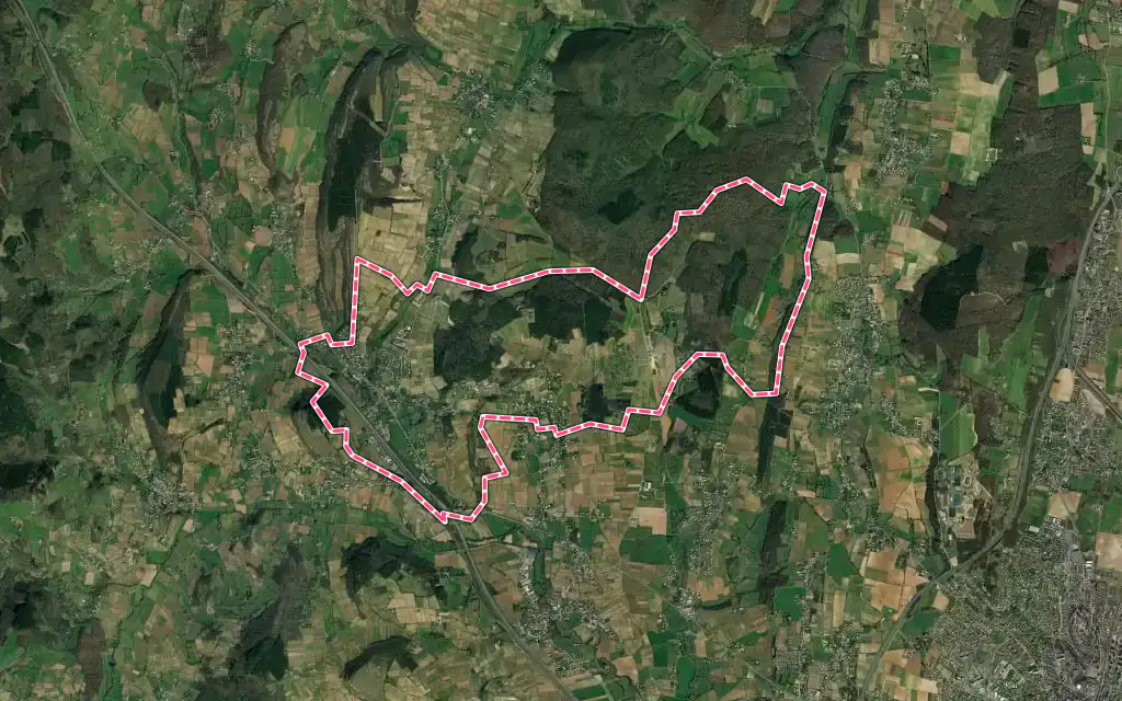 Vue satellite de La Roche-Vineuse avec ses contours administratifs