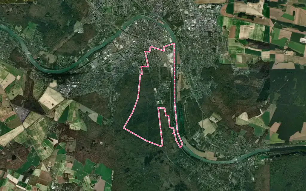 Vue satellite de La Rochette avec ses contours administratifs