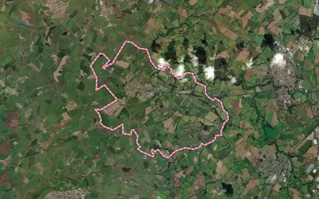 Vue satellite de La Romagne avec ses contours administratifs