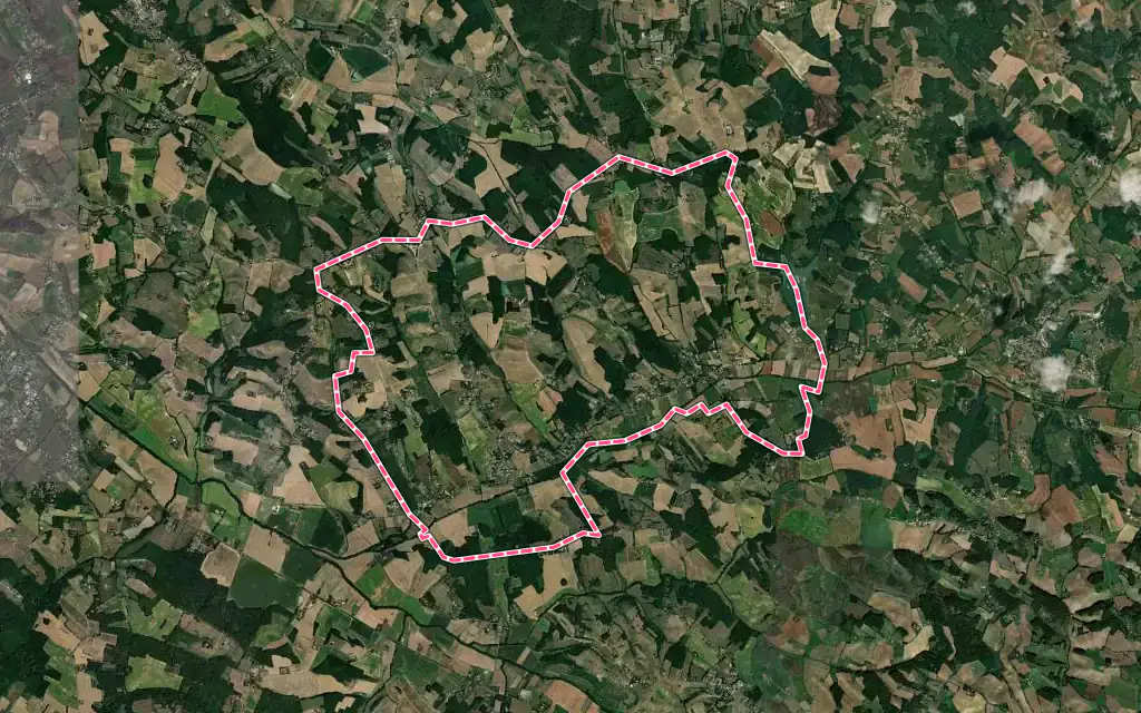 Vue satellite de La Salvetat-Belmontet avec ses contours administratifs