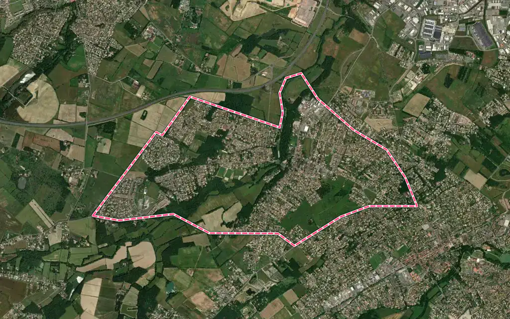 Vue satellite de La Salvetat-Saint-Gilles avec ses contours administratifs