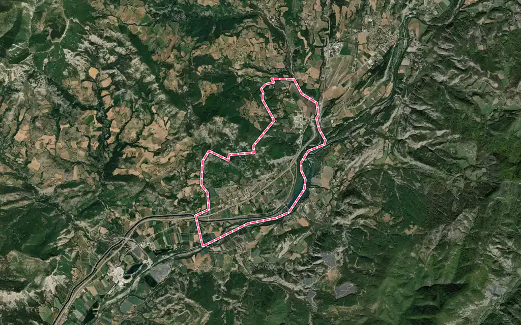 Vue satellite de La Saulce avec ses contours administratifs