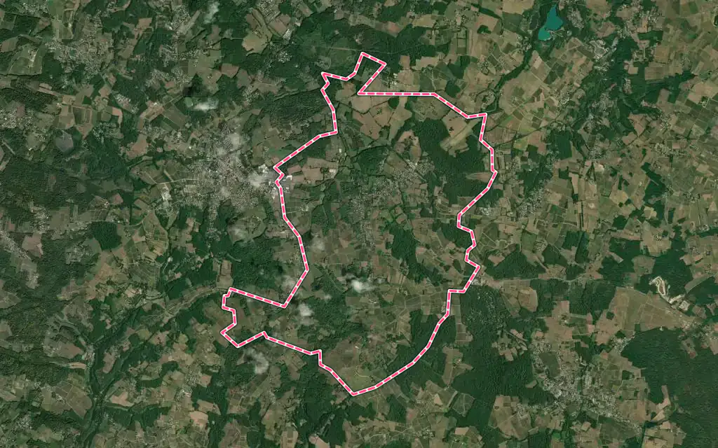 Vue satellite de La Sauve avec ses contours administratifs