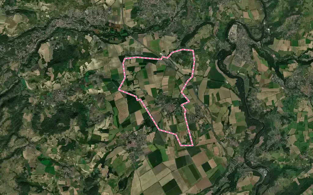 Vue satellite de La Sauvetat avec ses contours administratifs