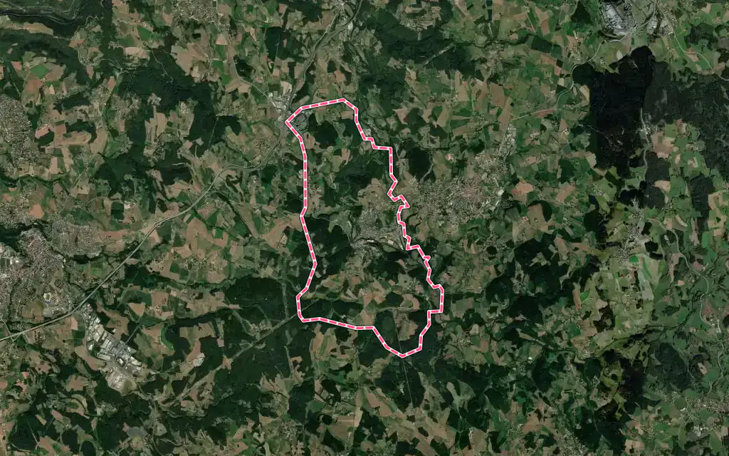 Vue satellite de La Séauve-sur-Semène avec ses contours administratifs