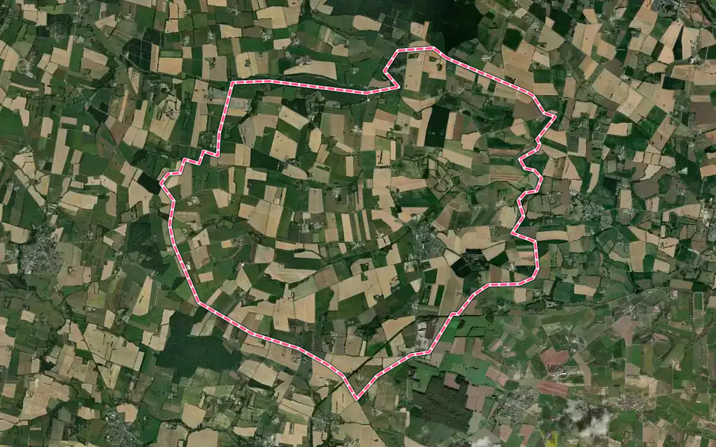 Vue satellite de La Selle-Craonnaise avec ses contours administratifs
