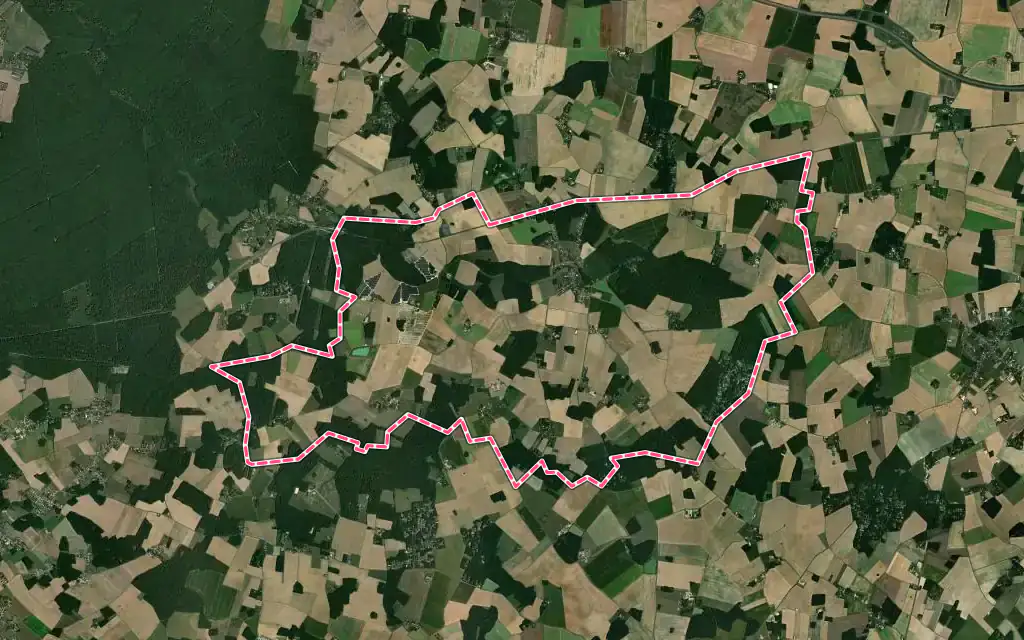 Vue satellite de La Selle-en-Hermoy avec ses contours administratifs