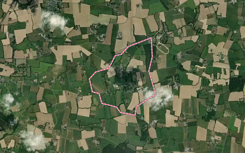 Vue satellite de La Selle-Guerchaise avec ses contours administratifs