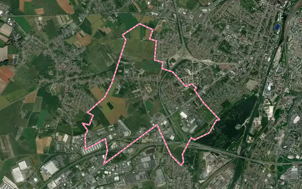 Vue satellite de La Sentinelle avec ses contours administratifs
