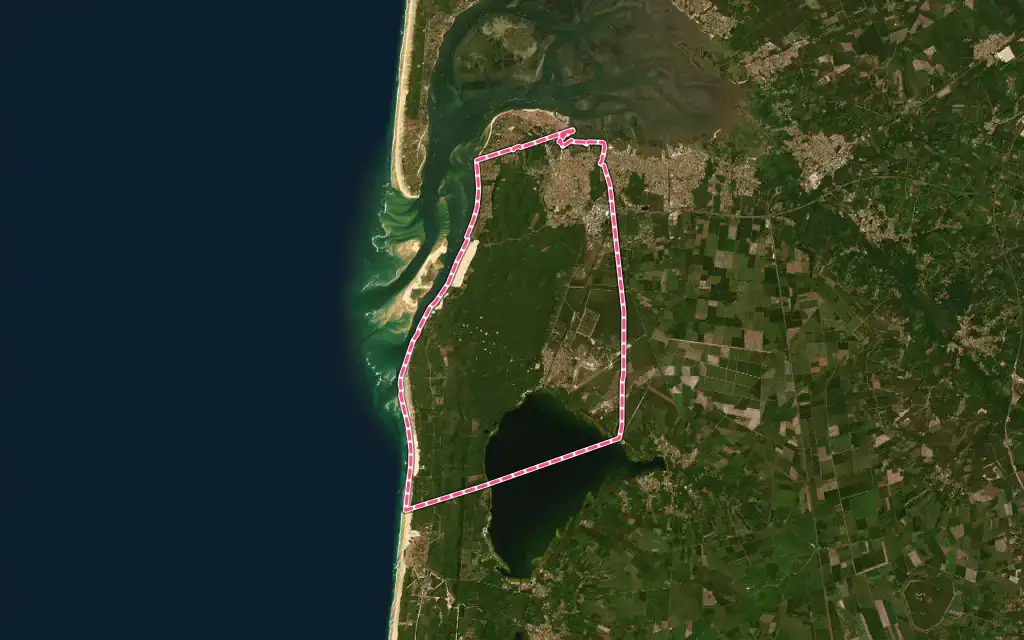 Vue satellite de La Teste-de-Buch avec ses contours administratifs