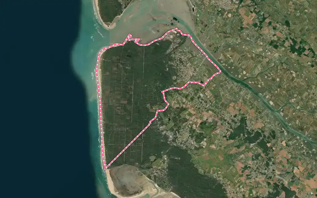 Vue satellite de La Tremblade avec ses contours administratifs