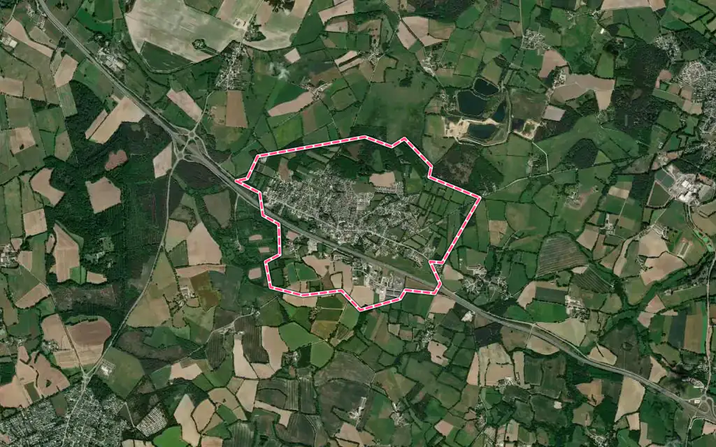 Vue satellite de La Trinité-Surzur avec ses contours administratifs