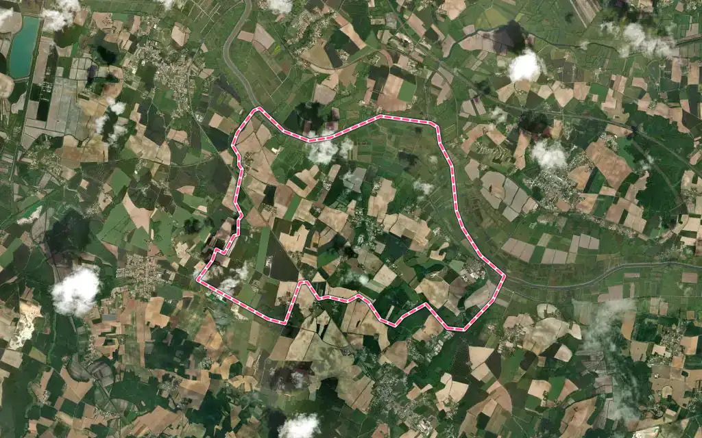 Vue satellite de La Vallée avec ses contours administratifs