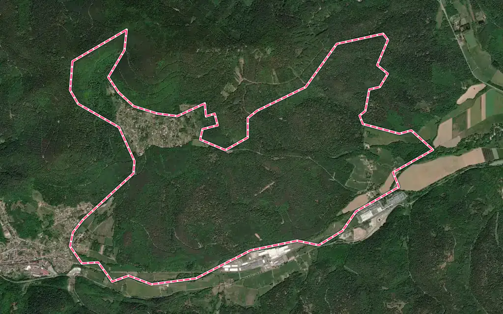 Vue satellite de La Vancelle avec ses contours administratifs