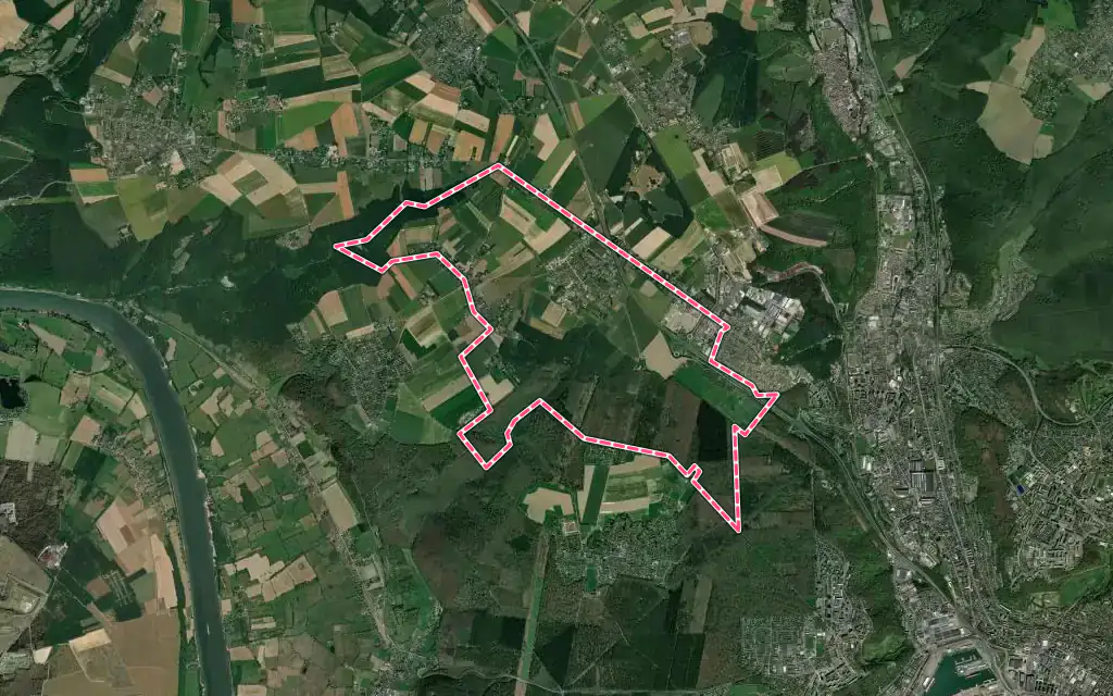 Vue satellite de La Vaupalière avec ses contours administratifs