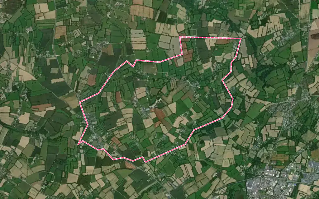 Vue satellite de La Vendelée avec ses contours administratifs