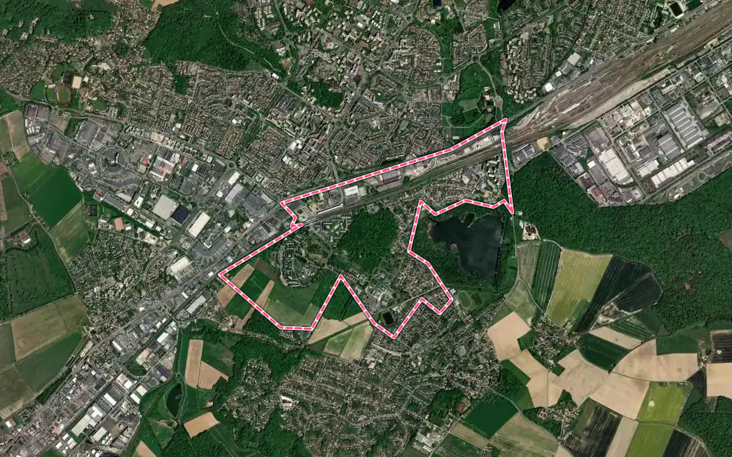 Vue satellite de La Verrière avec ses contours administratifs