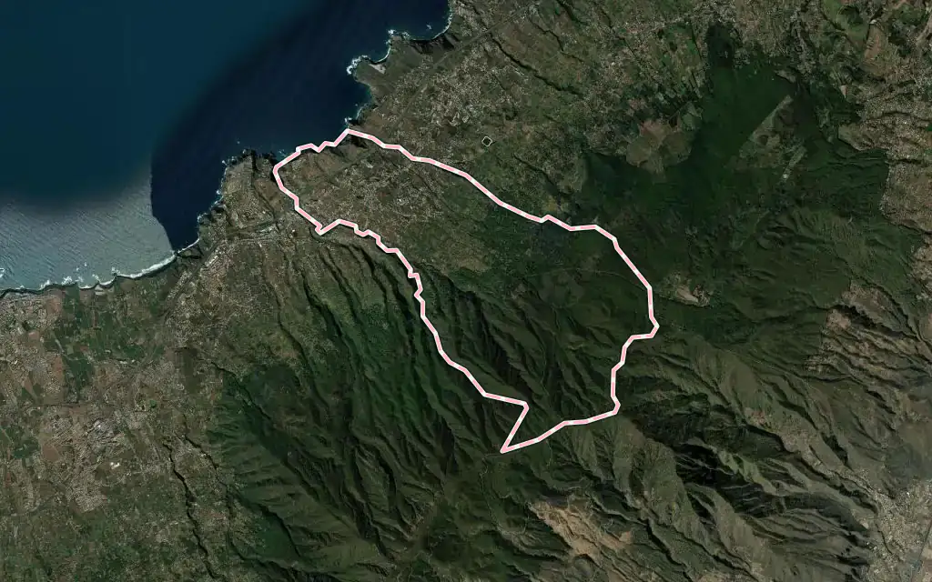 Vista satélite de La Victoria de Acentejo con su contorno administrativo