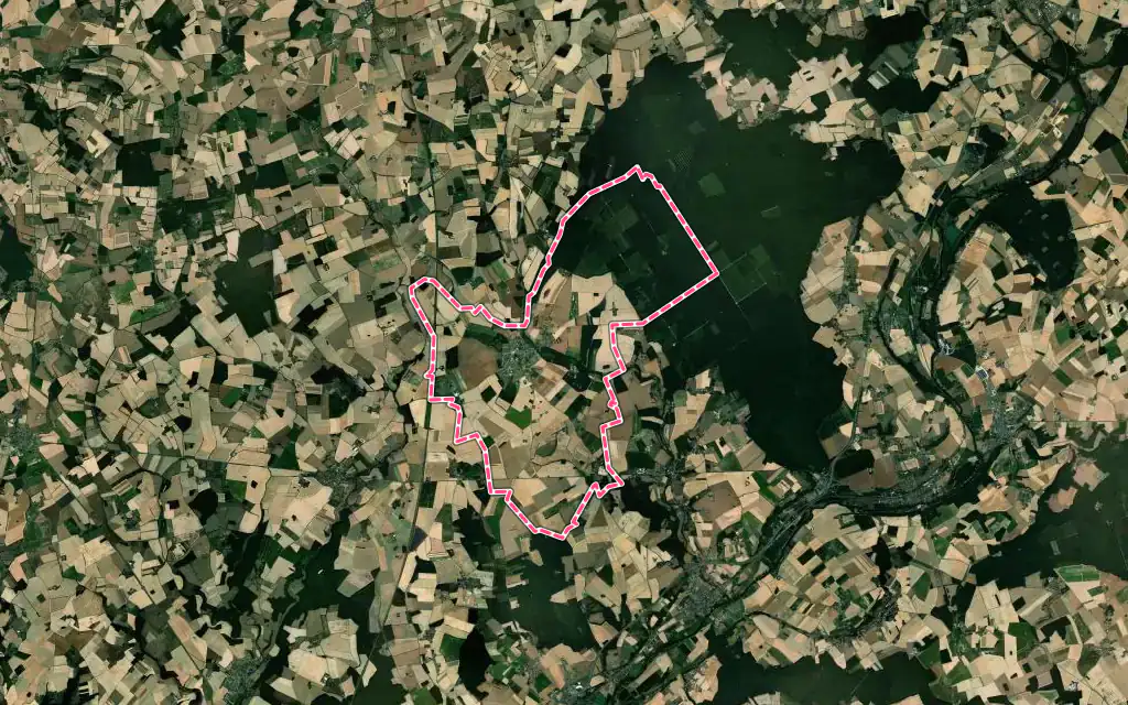 Vue satellite de La Ville-aux-Clercs avec ses contours administratifs