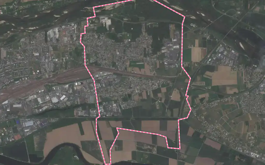 Vue satellite de La Ville-aux-Dames avec ses contours administratifs