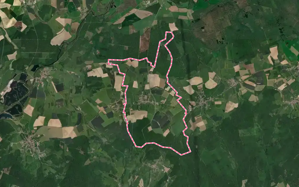 Vue satellite de La Villedieu-en-Fontenette avec ses contours administratifs