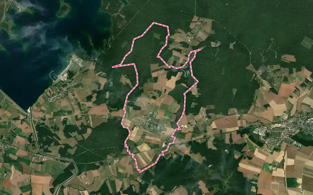 Vue satellite de La Villeneuve-au-Chêne avec ses contours administratifs