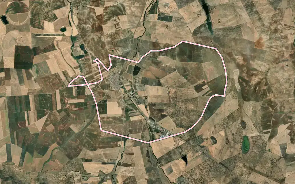 Vista satélite de La Albuera con su contorno administrativo