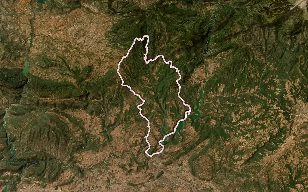 Vista satélite de la Baronia de Rialb con su contorno administrativo