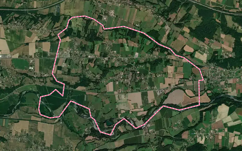 Vue satellite de Labarthe-Inard avec ses contours administratifs