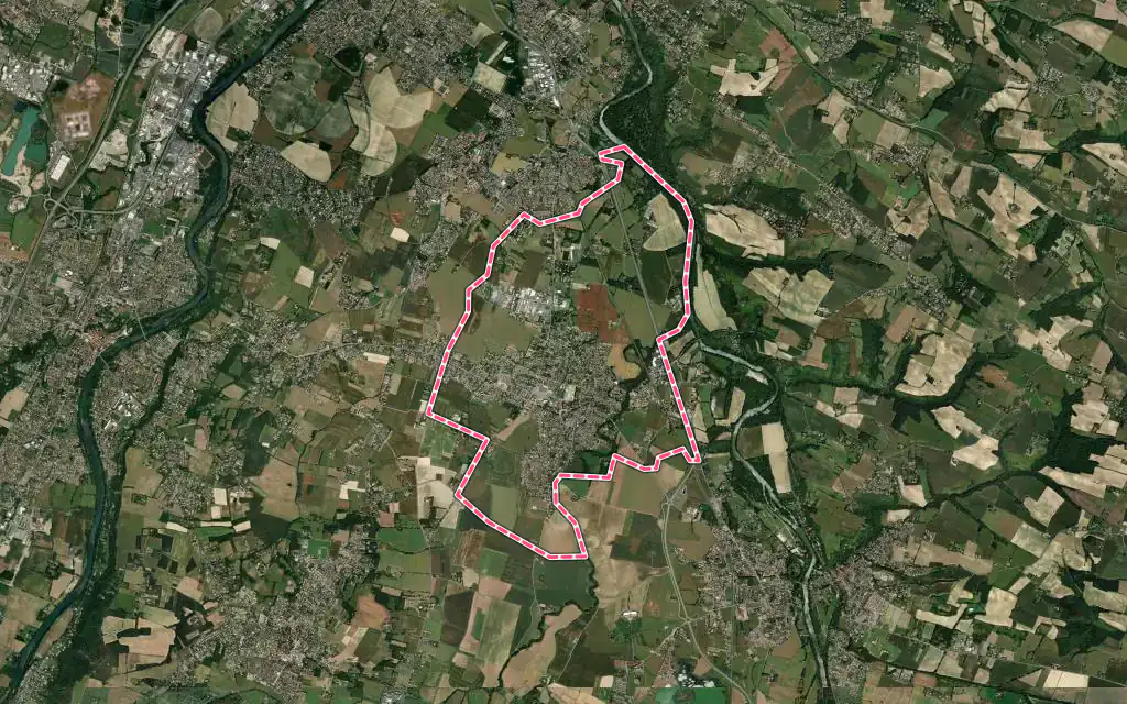 Vue satellite de Labarthe-sur-Lèze avec ses contours administratifs