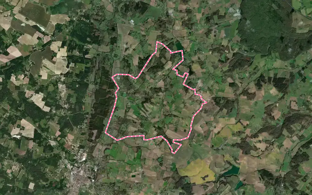 Vue satellite de Labastide-Castel-Amouroux avec ses contours administratifs