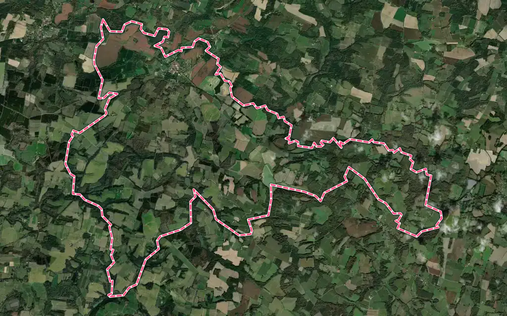 Vue satellite de Labastide-d'Armagnac avec ses contours administratifs